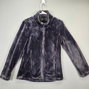 32 Degrees Heat Womens Fleece Jacket Charcoal Gray Full Zip Mock Neck Size S